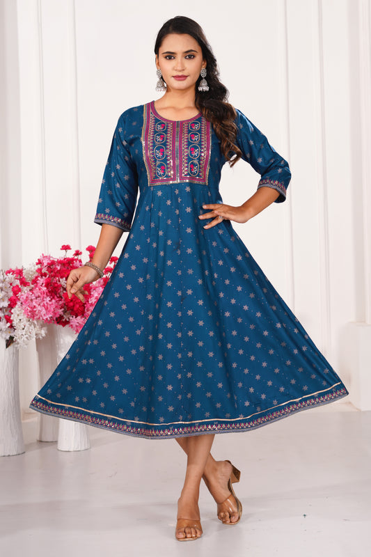 Timeless Elegance Kali Ghera Embroidered Kurti