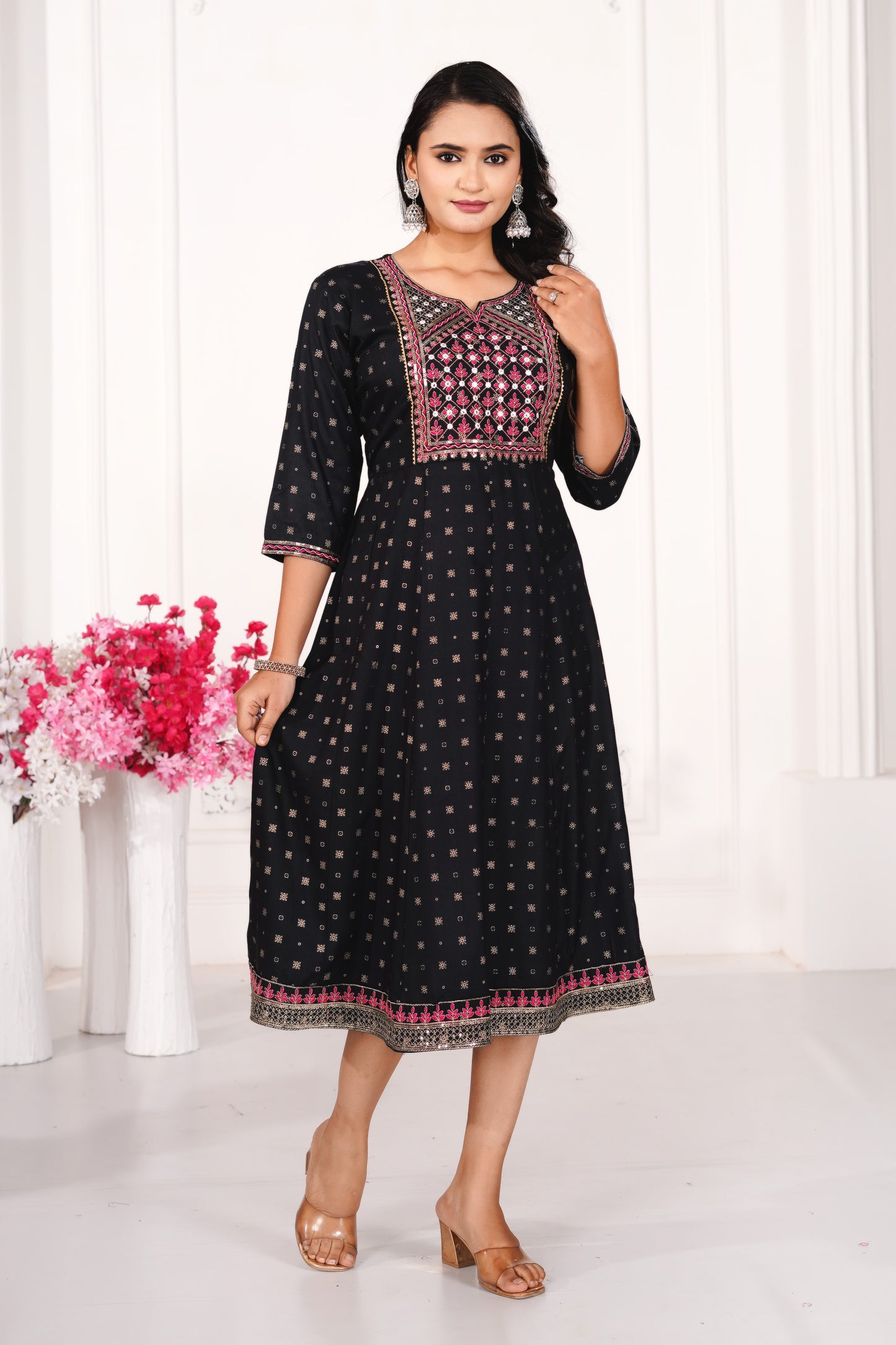 Serene Elegance Kali Ghera Embroidered Kurti