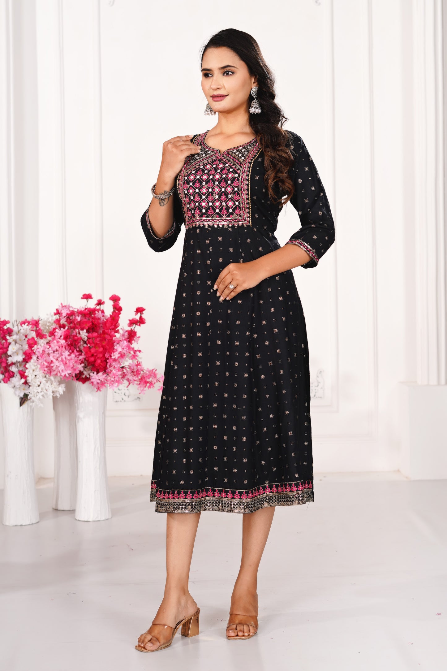 Serene Elegance Kali Ghera Embroidered Kurti